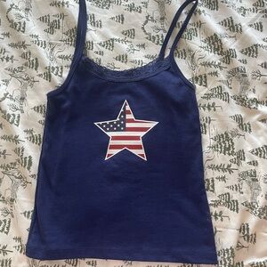 Modern Lux Navy Tank Top with American Flag Star